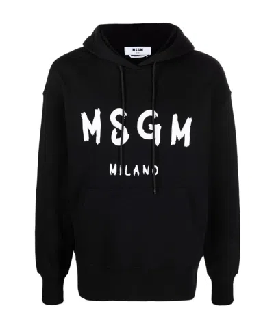 MSGM LONG-SLEEVED LOGO PRINT HOODIE