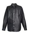 Msgm Synthetic Leather-look Shirt With Applied Pocket In Black