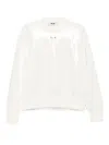 Msgm Long-sleeved Pullover Sweatshirt With Subtle Sequin Embellishment In White