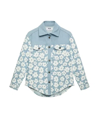 Msgm Long-sleeved Shirt In Blue