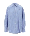 Msgm Striped Poplin Oversized Shirt In Blue