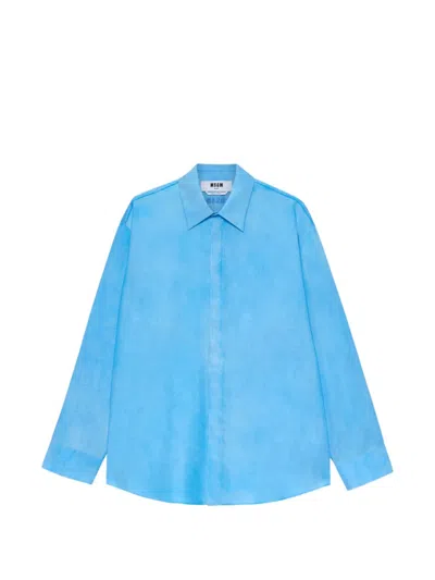 Msgm Long-sleeved Shirt In Blue