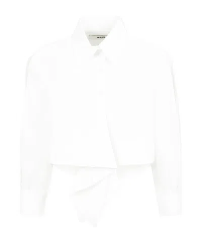 Msgm Long-sleeved Shirt In White
