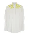 Msgm White Shirt With Classic Collar And Front Embellishment In White