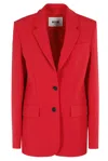 Msgm Long-sleeved Single-breasted Tailored Blazer In Red