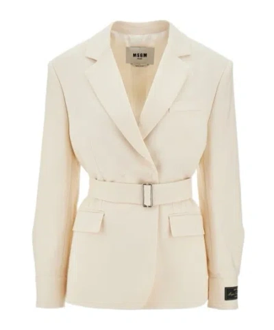 Msgm Long-sleeved Suit Coat In Nude