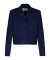 Msgm Wool Crop Blazer Buttoned Cuffs In Black