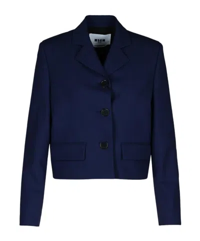MSGM MSGM BUTTONED LONG-SLEEVED CROPPED BLAZER
