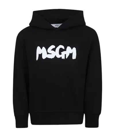 Msgm Long-sleeved Sweater In Black