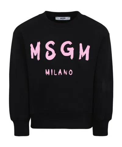 Msgm Long-sleeved Sweater In Black