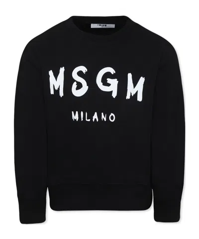 Msgm Long-sleeved Sweater In Black