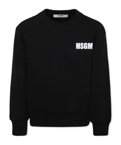 Msgm Long-sleeved Sweater In Black