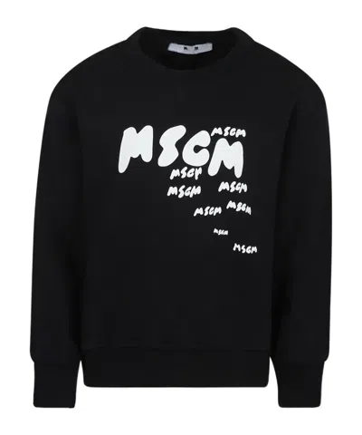 Msgm Long-sleeved Sweater In Black