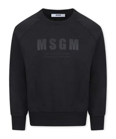 Msgm Long-sleeved Sweater In Black