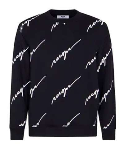 Msgm Long-sleeved Sweater In Black