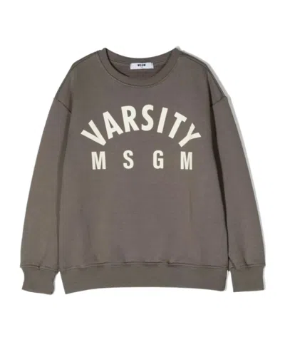 Msgm Long-sleeved Sweater In Gray