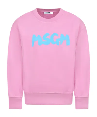 Msgm Kids' Long-sleeved Sweater In Pink