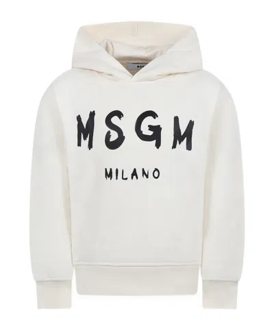 Msgm Long-sleeved Sweater In White