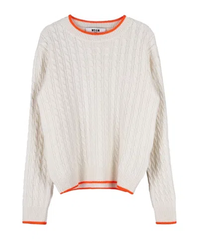 Msgm Long-sleeved Sweater In White