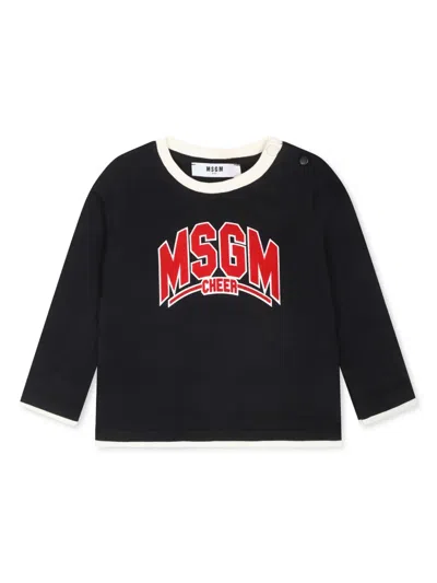 Msgm Babies' Long-sleeved T-shirt In Black