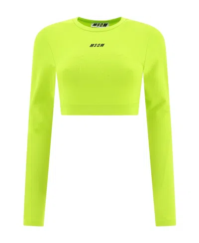 Msgm Long Sleeved T-shirt In Yellow