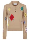 Msgm Long Sleeves Polo Featuring Logo And Collar In Pink