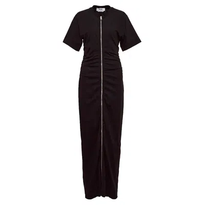 Msgm Long T-shirt Dress With Zipper In Black