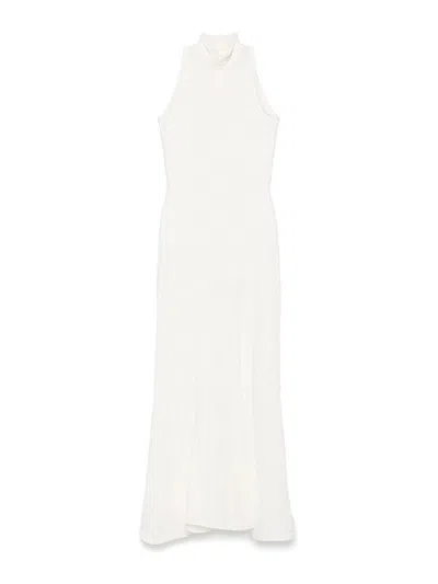Msgm Long White Cotton Dress