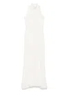 Msgm White Maxi Dress With High Neckline And Fitted Bodice In White