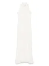 Msgm White Maxi Dress With High Neckline And Fitted Bodice In White