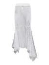 Msgm Long White Cotton Net Knit Asymmetric Skirt In White