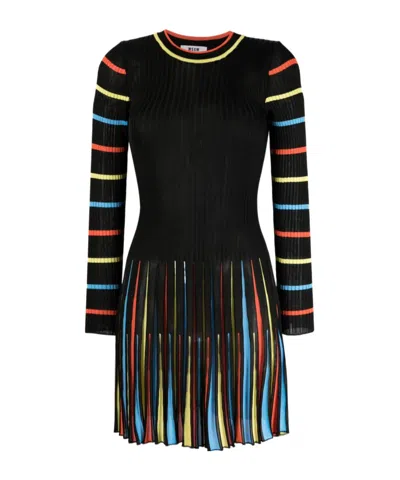 Msgm Long-sleeve Stretched Dress In Animal Print