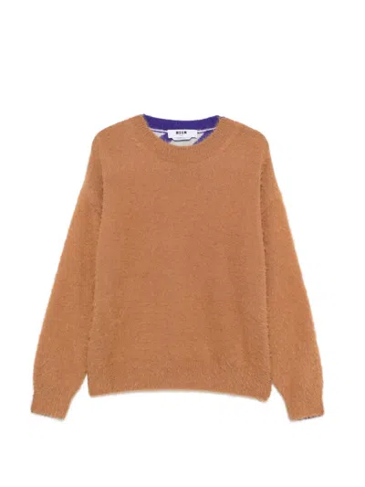 Msgm Long-sleeve Stripe Sweater In Brown