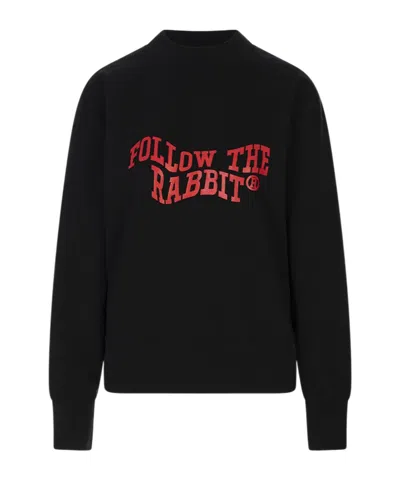 Msgm Long-sleeved Crewneck Sweatshirt In Black
