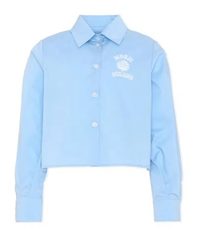 Msgm Kids' Long-sleeved Shirt In Blue