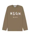 Msgm Long-sleeved T-shirt In Brown