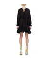 Msgm Black Ruffled Minidress In Black