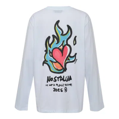 Msgm Love Logo Long-sleeve T-shirt In White