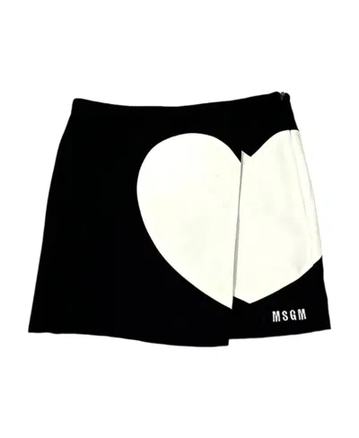 Msgm Love Printed Miniskirt In Black