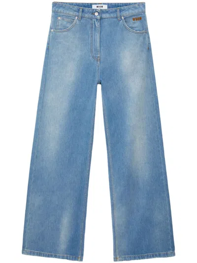 Msgm Low-rise Wide-leg Jeans In Blue