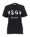 Msgm Black Printed T-shirt In Black