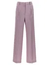 Msgm Lurex Pinstriped Wide Leg Trousers With Pleated Front In Purple
