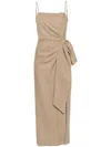 Msgm Gathered-detail Maxi Dress In Teal