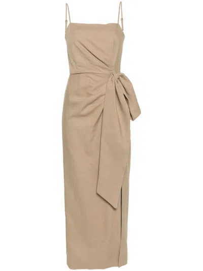 Msgm Gathered-detail Maxi Dress In Teal