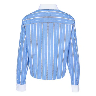 Msgm Macrame Sun Patch Shirt In Blue