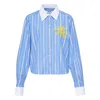 Msgm Macrame Sun Patch Shirt In Blue