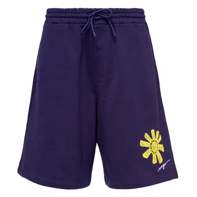 Msgm Macrame Sun Patch Shorts In Purple