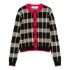 Msgm Crew Neck Checked Pattern Knitwear In Red