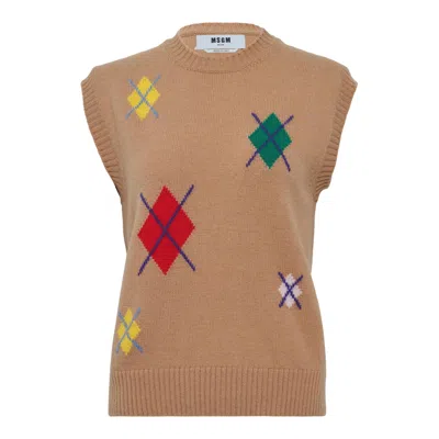 Msgm Maglia Knitwear Top In Brown