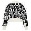Msgm Black Virgin Wool-blend Lettered Sweater In Black